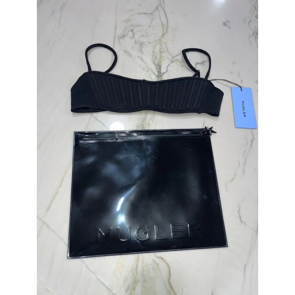 Mugler Corset Bikini Top In Black 38 New Womens Swim Suit Travel Bag — image 5 of 8